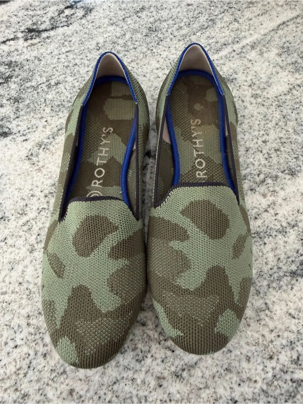 Rothy's Olive Camo Knit Slip-On Flats